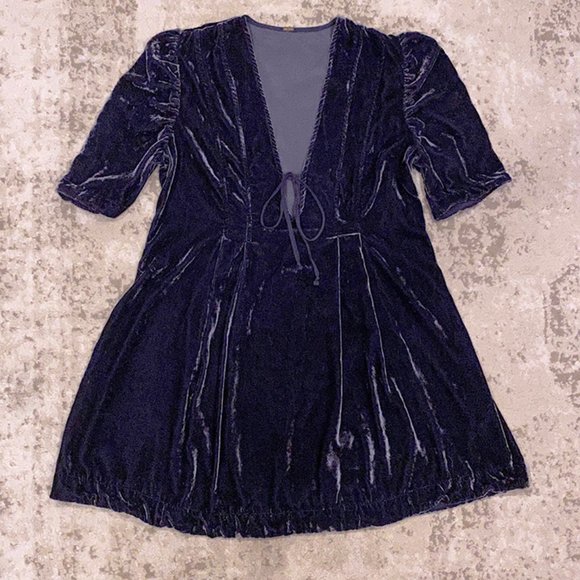 Free People Adelle Velvet Tunic in Indigo Lost - Picture 6 of 7